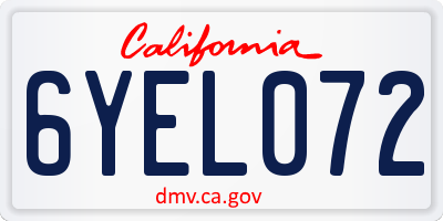 CA license plate 6YEL072