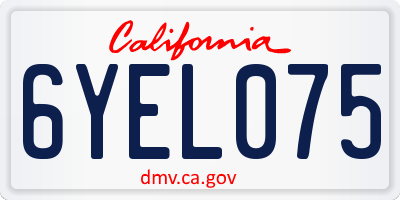 CA license plate 6YEL075