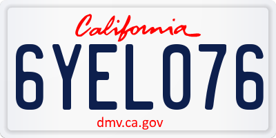 CA license plate 6YEL076