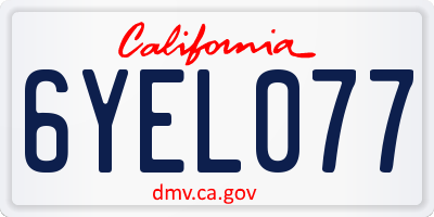 CA license plate 6YEL077