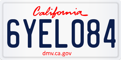 CA license plate 6YEL084