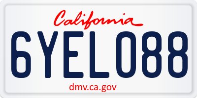 CA license plate 6YEL088