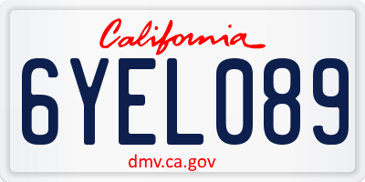 CA license plate 6YEL089