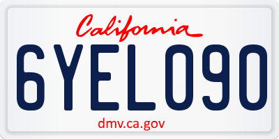 CA license plate 6YEL090