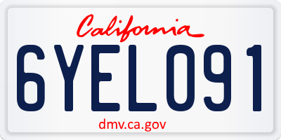 CA license plate 6YEL091