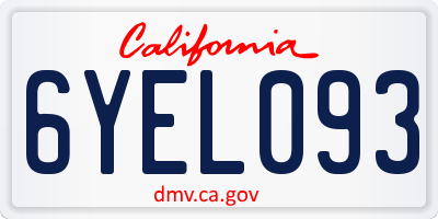 CA license plate 6YEL093