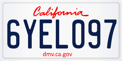 CA license plate 6YEL097