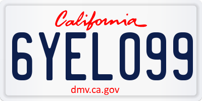 CA license plate 6YEL099