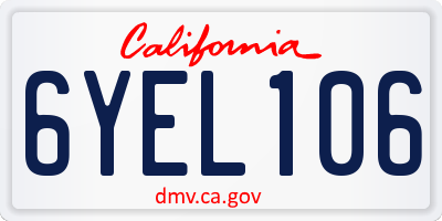 CA license plate 6YEL106