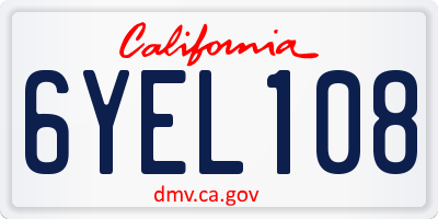 CA license plate 6YEL108