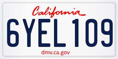 CA license plate 6YEL109
