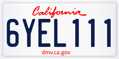 CA license plate 6YEL111