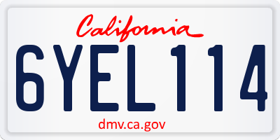 CA license plate 6YEL114