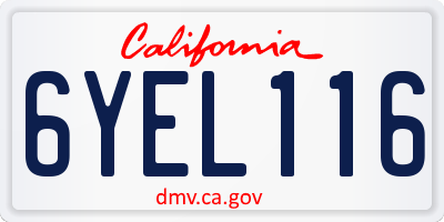 CA license plate 6YEL116