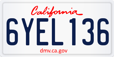 CA license plate 6YEL136