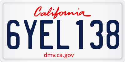 CA license plate 6YEL138