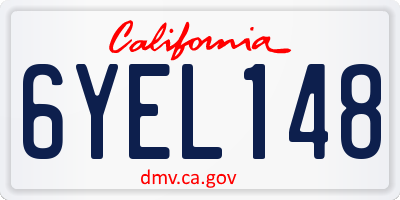 CA license plate 6YEL148