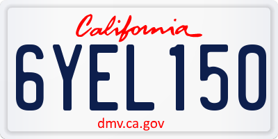 CA license plate 6YEL150