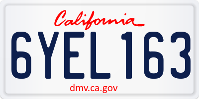 CA license plate 6YEL163