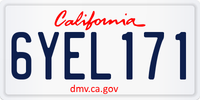CA license plate 6YEL171