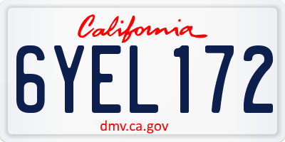 CA license plate 6YEL172