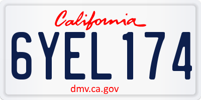 CA license plate 6YEL174