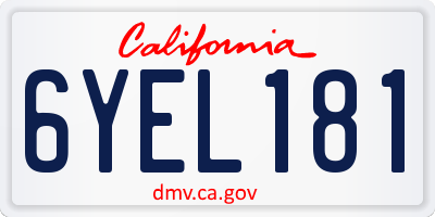 CA license plate 6YEL181