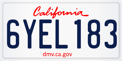 CA license plate 6YEL183