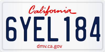 CA license plate 6YEL184