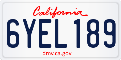 CA license plate 6YEL189