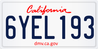 CA license plate 6YEL193