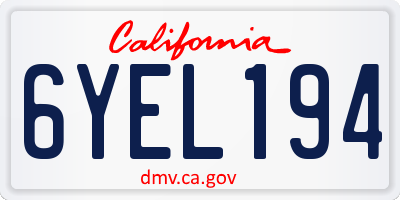 CA license plate 6YEL194