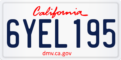 CA license plate 6YEL195