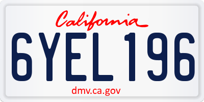 CA license plate 6YEL196