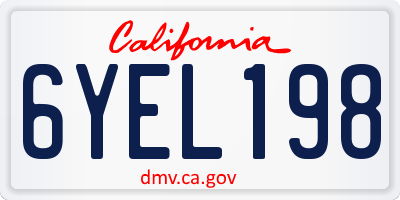 CA license plate 6YEL198