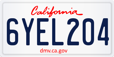 CA license plate 6YEL204