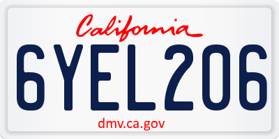 CA license plate 6YEL206