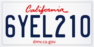 CA license plate 6YEL210
