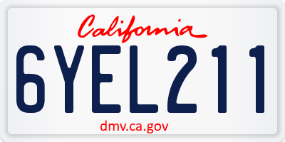 CA license plate 6YEL211