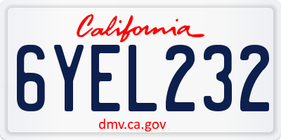CA license plate 6YEL232