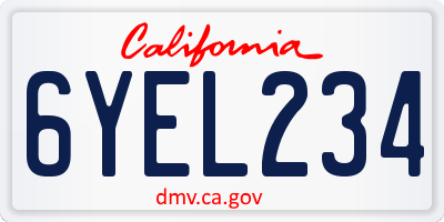 CA license plate 6YEL234