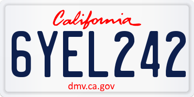 CA license plate 6YEL242