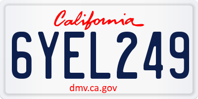 CA license plate 6YEL249