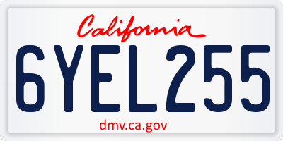 CA license plate 6YEL255