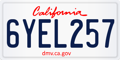 CA license plate 6YEL257