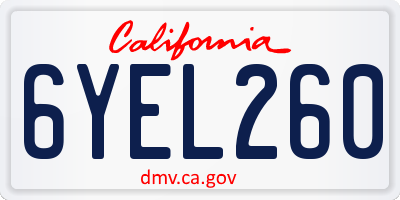 CA license plate 6YEL260