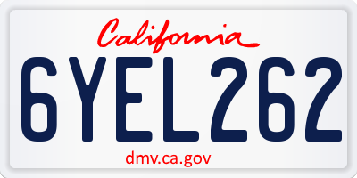 CA license plate 6YEL262