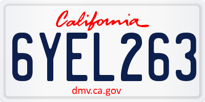 CA license plate 6YEL263