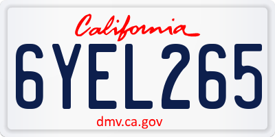 CA license plate 6YEL265