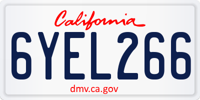 CA license plate 6YEL266